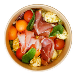 Salade melon jambon fumé