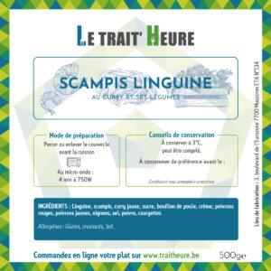 Scampis Linguine au curry et ses légumes