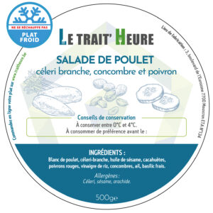 Salade de poulet céleri branche, concombre et poivron