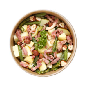 Salade aux haricot vert, pomme de terre et vinaigrette curry