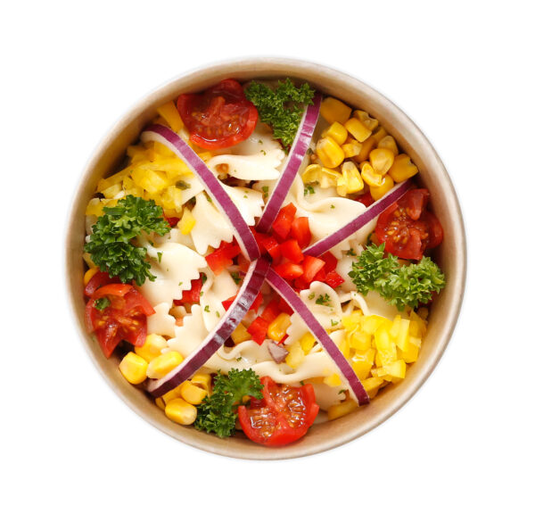 Salade de farfalle aux crudités et sauce yaourt